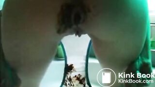 Shitting see thru blue panties