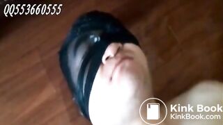 Chinese Mistress in miniskirt takes a shit and piss on slave