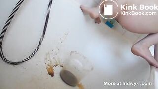 Girl smearing her liquid shit
