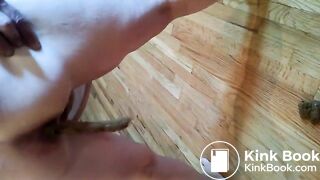 Chubby wife pooping on the floor