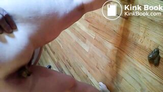 Chubby wife pooping on the floor