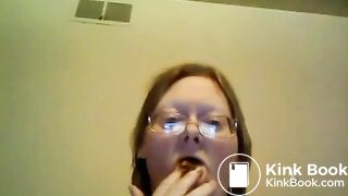 Granny masturbating and eating shit.