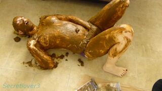 short haired chick plays in shit