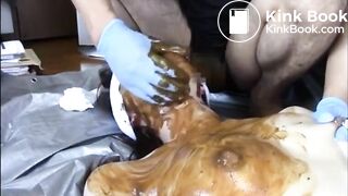 Man packs the shit down a girl's throat