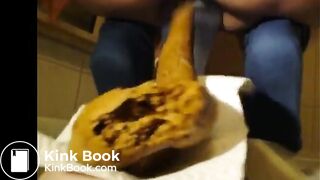 girl taking a huge shit