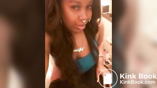 Ebony shitting on the toilet then shows it