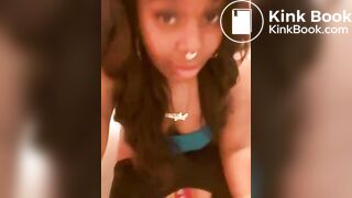Ebony shitting on the toilet then shows it
