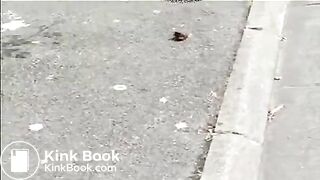 Mature woman shitting on the street