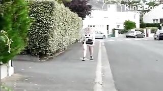 Mature woman shitting on the street