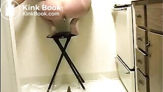 Skinny Teen Pooping From A Stool