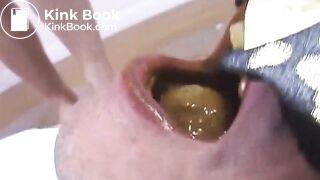 wet shit in his mouth