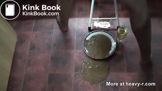 liquid shit on plate by girl