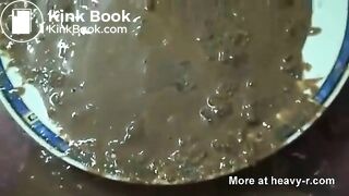 liquid shit on plate by girl
