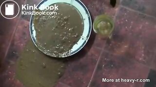 liquid shit on plate by girl