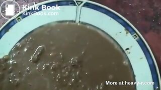 liquid shit on plate by girl