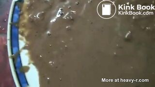 liquid shit on plate by girl