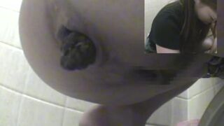 Sexy girl pushing a nice pile of shit out and moans