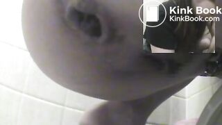 Sexy girl pushing a nice pile of shit out and moans