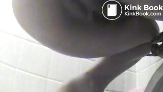 Sexy girl pushing a nice pile of shit out and moans