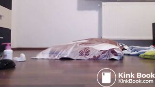 Cutie rides a shitty dildo