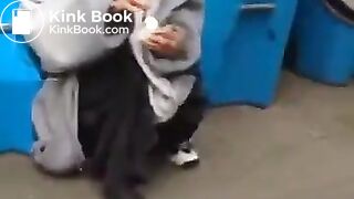 Crackhead lady takes a hot, wet shit on sidewalk