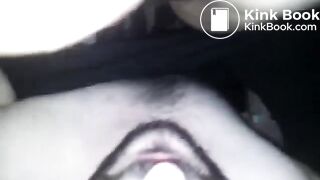 Girlfriend gives to her boy a diarrhea on his face