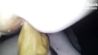 Girlfriend gives to her boy a diarrhea on his face