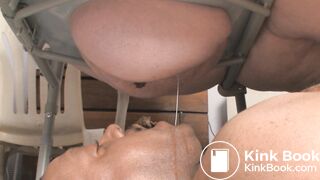 Fat White woman shits in black guys mouth