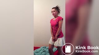 Panty poop under skirt