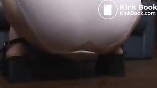 Poop in white nylon panties