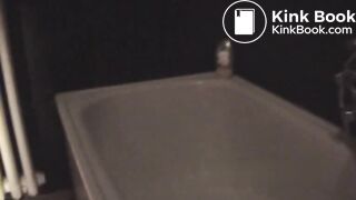 Woman shitting and pissing in the bathtub