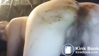 sweet girl eats and smears