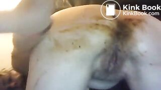 sweet girl eats and smears