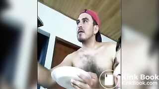 Hairy Man Shitting For His Friend on Webcam