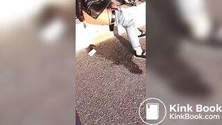 Drunk girl pissing and shitting on the street
