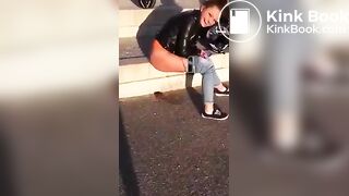 Drunk girl pissing and shitting on the street