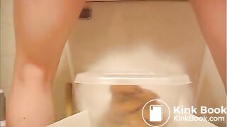 Plastic container creamy poop