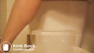 Plastic container creamy poop