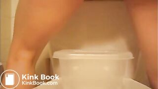 Plastic container creamy poop