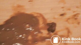 sexy girl feed his slave with poop