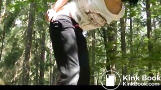 Evil Brunette Shitting And Pissing In The Woods