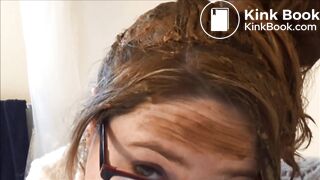 BBW smears shit on hair and sweater