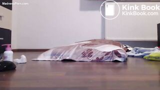 Cute teen with shit stained dildo