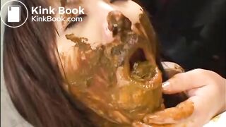 tooth brush with shit and eat flied egg containing shit with smile