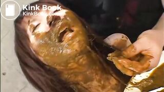 tooth brush with shit and eat flied egg containing shit with smile