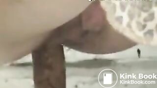 Blonde girl spied while pooping and smoking