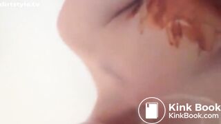 Young blonde swallowing her shit