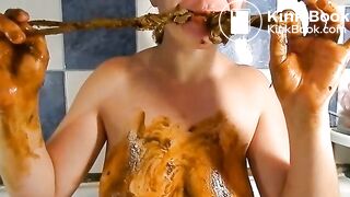 Dirty slut scat smearing
