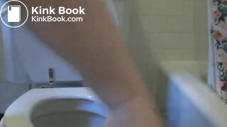 young blond poops in toilet