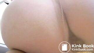 Close up pantyhose pooping